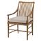 Ayra Grey Upholstered Dawn Brown Oak Windsor Dining Arm Chair|Kathy Kuo Home