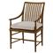Ayra Grey Upholstered Dusk Brown Oak Windsor Dining Arm Chair|Kathy Kuo Home