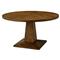 Ayra Dusk Brown Herringbone Oak Round Pedestal Dining Table - 54&quot;W|Kathy Kuo Home
