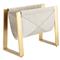 Andres Hollywood Regency Brass Steel Grey Hide Magazine Rack|Kathy Kuo Home