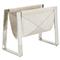 Andres Modern Polished Nickel Steel Grey Hide Magazine Rack|Kathy Kuo Home