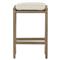 Karimm Coastal Beach Beige Upholstered Natural Teak Wood Frame Outdoor Counter Stool|Kathy Kuo Home