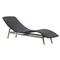 Ivanna Coastal Beach Black Woven Seat Grey Teak Wood Frame Outdoor Chaise Lounge|Kathy Kuo Home
