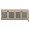 Cheryl Rustic Lodge Natural Teak Wood Grey Rope Accent Outdoor 4 Door Sideboard|Kathy Kuo Home