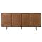 Emilie Coastal Beach Brown Mango Wood Black Iron Woven Cane 4 Door Sideboard|Kathy Kuo Home