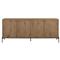 Alina Rustic Lodge Brown Oak Wood Black Iron 4 Door Rectangular Sideboard|Kathy Kuo Home