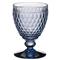 Boston Modern Classic Blue Crystal Glass Goblet - Set of 4|Kathy Kuo Home