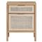 Ronaldo Coastal Beach Natural Pine Wood Woven Rattan 2 Drawer Office Cabinet|Kathy Kuo Home