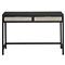 Ronaldo Coastal Beach Black Oak Wood Woven Rattan 2 Drawer Desk|Kathy Kuo Home