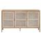 Ronaldo Coastal Beach Natural Oak Wood Woven Rattan 3 Door Sideboard|Kathy Kuo Home