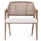 Edward White Linen Driftwood Mahogany Woven Cane Lounge Chair|Kathy Kuo Home