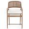Edward Coastal White Linen Driftwood Mahogany Woven Cane Counter Stool|Kathy Kuo Home