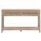 Lulu Coastal Beach Grey Oak Wood Woven Cane 2 Drawer Console Table|Kathy Kuo Home