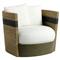 Palecek Fritz Coastal Beach White Performance Natural Rope Swivel Barrel Chair|Kathy Kuo Home