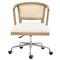 Alek Modern White Performance Upholstered Seat Cane Brown Wood Office Chair|Kathy Kuo Home