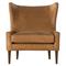 Paola Mid Century Palermo Cognac Leather Wood Frame Wing Lounge Chair|Kathy Kuo Home