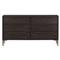 Yvette Rustic Dark Brown Reclaimed Pine Wood Gold Iron 6 Drawer Double Dresser|Kathy Kuo Home