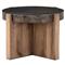Brandon Rustic Lodge Black Iron Top Brown Oak Wood Round End Table|Kathy Kuo Home