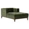 Allen Mid Century Green Velvet Brown Wood Frame Button Tufted Chaise Lounge|Kathy Kuo Home
