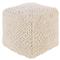 Hallie Coastal Beach Cream Cotton Textured Square Pouf|Kathy Kuo Home