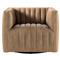 Leo Mid Century Modern Beige Upholstered Leather Swivel Tufted Occasional Chair|Kathy Kuo Home