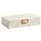 Vicenta Regency White Bone Gold Brass Handle Rectangular Decorative Box|Kathy Kuo Home