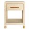 Worlds Away Pelham Natural Grasscloth Rattan Handle Rectangular Side Table|Kathy Kuo Home