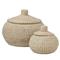 Pigeon and Poodle Roslyn Whitewashed Seagrass Round Floor Baskets - Set of 2|Kathy Kuo Home