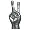 Farella Industrial Loft Distressed Silver Peace Sign Hand Sculpture|Kathy Kuo Home