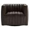 Leo Mid Century Modern Brown Upholstered Leather Swivel Tufted Occasional Chair|Kathy Kuo Home