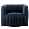 Leo Mid Century Modern Navy Blue Upholstered Fabric Swivel Tufted Occasional Chair|Kathy Kuo Home