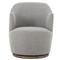 Samuel French Country Light Grey Performance Brown Wood Swivel Arm Chair|Kathy Kuo Home