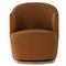 Samuel French Country Brown Upholstered Wood Swivel Arm Chair|Kathy Kuo Home