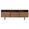 Emilie Mid Century Brown Mango Wood Woven Cane Iron Base Media Console - 65&quot;W|Kathy Kuo Home