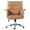 Arslan Industrial Loft Beige Upholstered Leather Swivel Executive Office Chair|Kathy Kuo Home