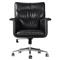 Arslan Industrial Loft Black Upholstered Leather Swivel Executive Office Chair|Kathy Kuo Home