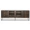 Madison Mid Century Brown Mango Wood Black Iron 3 Door Media Cabinet - 79"W