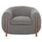 Riley Mid Century Modern Grey Performance Brown Wood Barrel Chair|Kathy Kuo Home