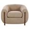 Riley Mid Century Modern Light Brown Upholstered Wood Barrel Chair|Kathy Kuo Home