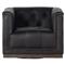 Emmy Rustic Lodge Black Leather Tufted Nailhead Trim Swivel Club Chair|Kathy Kuo Home