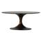 Mona French Country Brown Aluminum Round Pedestal Coffee Table|Kathy Kuo Home