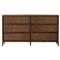 Rhian Coastal Beach Brown Mango Wood Frame Woven Cane 6 Drawer Double Dresser|Kathy Kuo Home