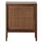Rhian Coastal Beach Woven Cane Brown Black Mango Wood Left Facing Nightstand|Kathy Kuo Home