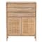 Rhian Coastal Beach Natural Mango Wood Woven Cane Wood Tall Chest Dresser|Kathy Kuo Home