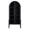 Ivan Mid Century Matte Black Solid Oak Wood 2 Glass Door Arched Display Case|Kathy Kuo Home