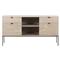 Theodore Industrial Loft Dove White Wood Grey Iron 4 Drawer Filing Credenza|Kathy Kuo Home