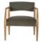 Pia Mid Century Modern Green Upholstered Velvet Natural Wood Frame Arm Chair|Kathy Kuo Home