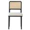 Vin Coastal White Upholstered Cushion Natural Woven Cane Black Wood Dining Chair|Kathy Kuo Home