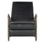 Olena Mid Century Modern Black Upholstered Leather Brown Wood Frame Recliner Arm Chair|Kathy Kuo Home