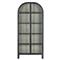 Sheila Industrial Clear Glass Black Iron Frame White Oak Curved 2 Door Display Case|Kathy Kuo Home